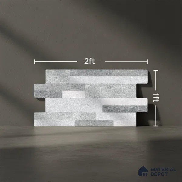 Wall Tile TL 10334 B Danna Grey 2 ft x 1 ft Ceramic Matte Finish Tile - 9 mm | Suitable for Courtyard, Foyer, Balcony, Elevation
