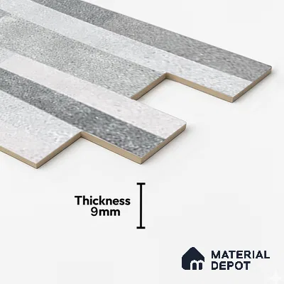 Wall Tile TL 10334 B Danna Grey 2 ft x 1 ft Ceramic Matte Finish Tile - 9 mm | Suitable for Courtyard, Foyer, Balcony, Elevation