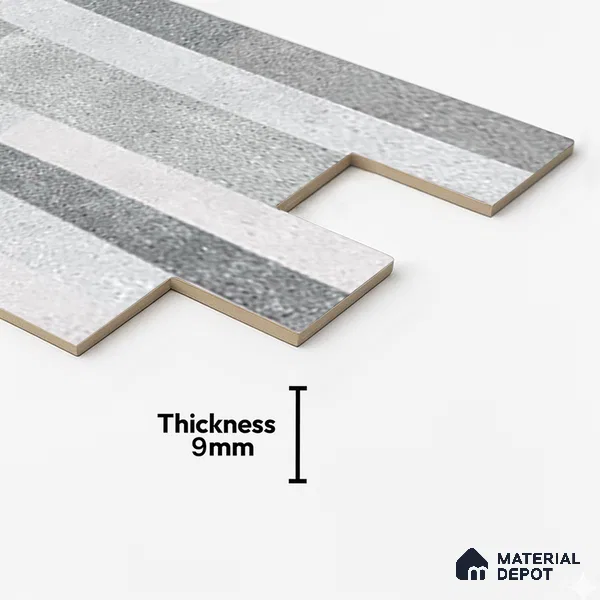 Wall Tile TL 10334 B Danna Grey 2 ft x 1 ft Ceramic Matte Finish Tile - 9 mm | Suitable for Courtyard, Foyer, Balcony, Elevation