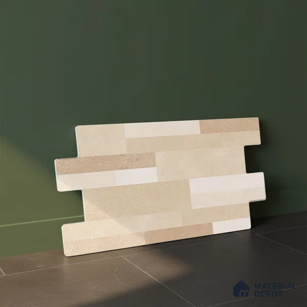 Wall Tile TL 10334 Danna Beige 2 ft x 1 ft Ceramic Matte Finish Tile - 9 mm | Suitable for Courtyard, Stair Lobby Wall, Balcony, Elevation