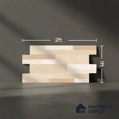 Wall Tile TL 10334 Danna Beige 2 ft x 1 ft Ceramic Matte Finish Tile - 9 mm | Suitable for Courtyard, Stair Lobby Wall, Balcony, Elevation