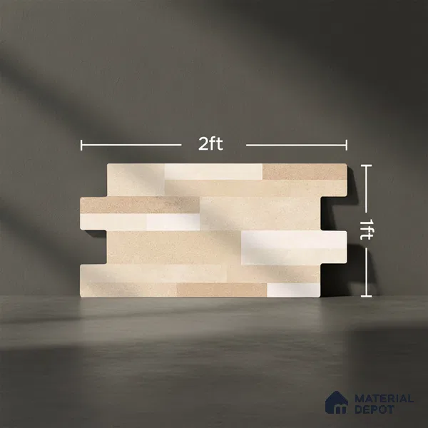 Wall Tile TL 10334 Danna Beige 2 ft x 1 ft Ceramic Matte Finish Tile - 9 mm | Suitable for Courtyard, Stair Lobby Wall, Balcony, Elevation