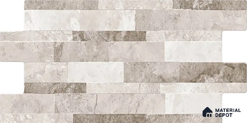 Wall Tile TL 10335 B Sentenar Grey 2 ft x 1 ft Ceramic Matte Finish Tile - 9 mm | Suitable for Courtyard, Foyer, Balcony, Elevation