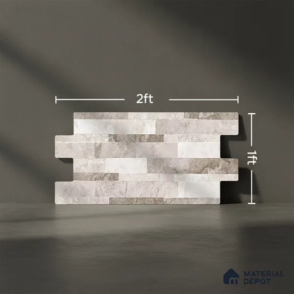 Wall Tile TL 10335 B Sentenar Grey 2 ft x 1 ft Ceramic Matte Finish Tile - 9 mm | Suitable for Courtyard, Foyer, Balcony, Elevation