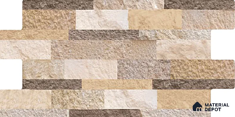 Stone Wall Tile TL 10335 Sentenar Perla 2 ft x 1 ft Ceramic Matte Finish Tile - 9 mm | Suitable for Courtyard, Foyer, Balcony, Elevation