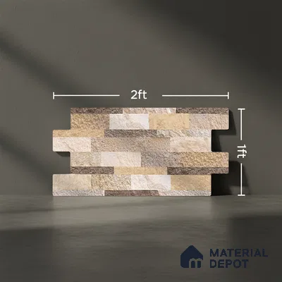 Stone Wall Tile TL 10335 Sentenar Perla 2 ft x 1 ft Ceramic Matte Finish Tile - 9 mm | Suitable for Courtyard, Foyer, Balcony, Elevation