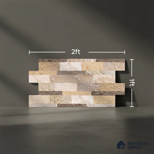 Stone Wall Tile TL 10335 Sentenar Perla 2 ft x 1 ft Ceramic Matte Finish Tile - 9 mm | Suitable for Courtyard, Foyer, Balcony, Elevation