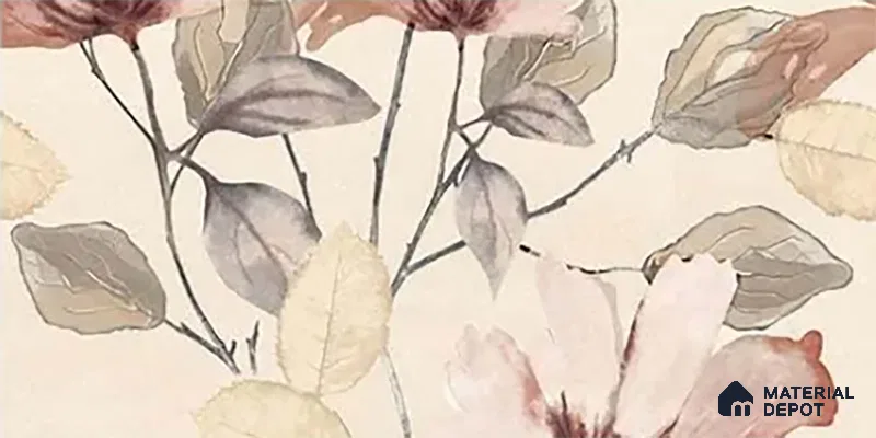 Floral Wall Tile TL 10336 B Enya Ivory Decor HL B 2 ft x 1 ft Ceramic Matte Finish Tile - 9 mm | Suitable For Kitchen, Bathroom Walls and Backsplashes | Please Expect a Slight Variation of Pattern