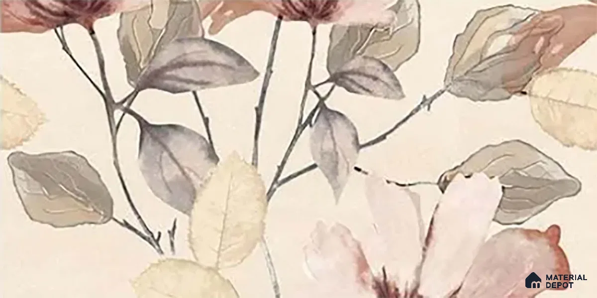 Floral Wall Tile TL 10336 B Enya Ivory Decor HL B 2 ft x 1 ft Ceramic Matte Finish Tile - 9 mm | Suitable For Kitchen, Bathroom Walls and Backsplashes | Please Expect a Slight Variation of Pattern
