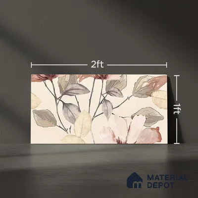 Floral Wall Tile TL 10336 B Enya Ivory Decor HL B 2 ft x 1 ft Ceramic Matte Finish Tile - 9 mm | Suitable For Kitchen, Bathroom Walls and Backsplashes | Please Expect a Slight Variation of Pattern