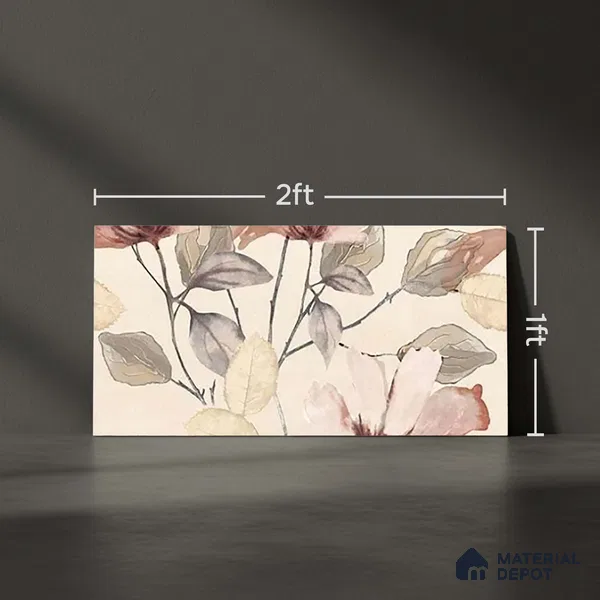 Floral Wall Tile TL 10336 B Enya Ivory Decor HL B 2 ft x 1 ft Ceramic Matte Finish Tile - 9 mm | Suitable For Kitchen, Bathroom Walls and Backsplashes | Please Expect a Slight Variation of Pattern