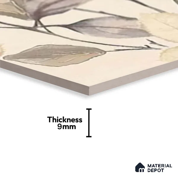 Floral Wall Tile TL 10336 B Enya Ivory Decor HL B 2 ft x 1 ft Ceramic Matte Finish Tile - 9 mm | Suitable For Kitchen, Bathroom Walls and Backsplashes | Please Expect a Slight Variation of Pattern
