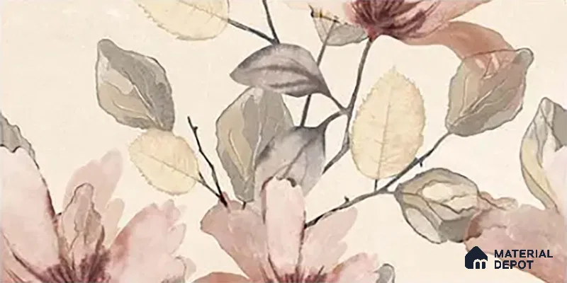 Floral Wall Tile TL 10336 Enya Ivory Decor HL A 2 ft x 1 ft Ceramic Matte Finish Tile - 9 mm | Suitable For Kitchen, Bathroom Walls and Backsplashes | Please Expect a Slight Variation of Pattern