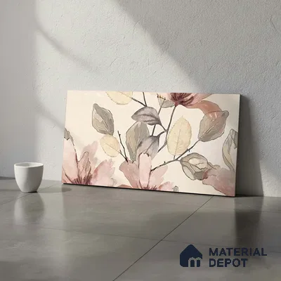 Floral Wall Tile TL 10336 Enya Ivory Decor HL A 2 ft x 1 ft Ceramic Matte Finish Tile - 9 mm | Suitable For Kitchen, Bathroom Walls and Backsplashes | Please Expect a Slight Variation of Pattern