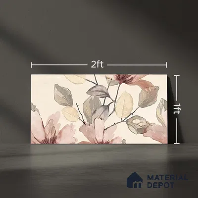 Floral Wall Tile TL 10336 Enya Ivory Decor HL A 2 ft x 1 ft Ceramic Matte Finish Tile - 9 mm | Suitable For Kitchen, Bathroom Walls and Backsplashes | Please Expect a Slight Variation of Pattern