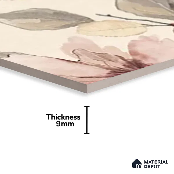 Floral Wall Tile TL 10336 Enya Ivory Decor HL A 2 ft x 1 ft Ceramic Matte Finish Tile - 9 mm | Suitable For Kitchen, Bathroom Walls and Backsplashes | Please Expect a Slight Variation of Pattern