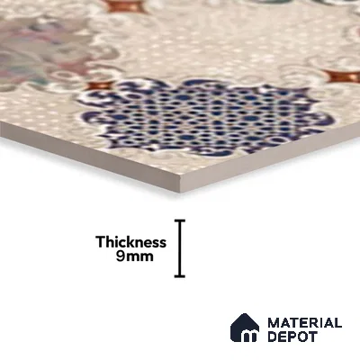 Patterned Wall Tile TL 09744 C  2 ft x 1 ft Multi Colour Ceramic Matte Finish Highlighter 1 Tile - 9 mm | Ideal for Bathroom, Kitchen | Please Expect a Slight Variation of Pattern