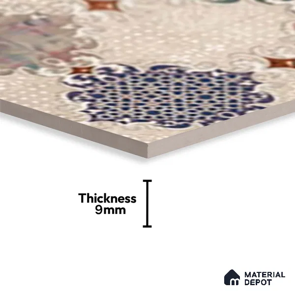 Patterned Wall Tile TL 09744 C 2 ft x 1 ft Multi Colour Ceramic Matte Finish Highlighter 1 Tile - 9 mm | Ideal for Bathroom, Kitchen | Please Expect a Slight Variation of Pattern