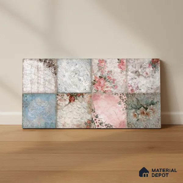 Patterned Wall Tile TL 09742 B 2 ft x 1 ft Multi Colour Ceramic Matte Finish Highlighter Tile - 9 mm | Ideal for Bathroom, Kitchen | Please Expect a Slight Variation of Pattern