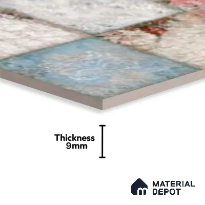 Patterned Wall Tile TL 09742 B  2 ft x 1 ft Multi Colour Ceramic Matte Finish Highlighter Tile - 9 mm | Ideal for Bathroom, Kitchen | Please Expect a Slight Variation of Pattern