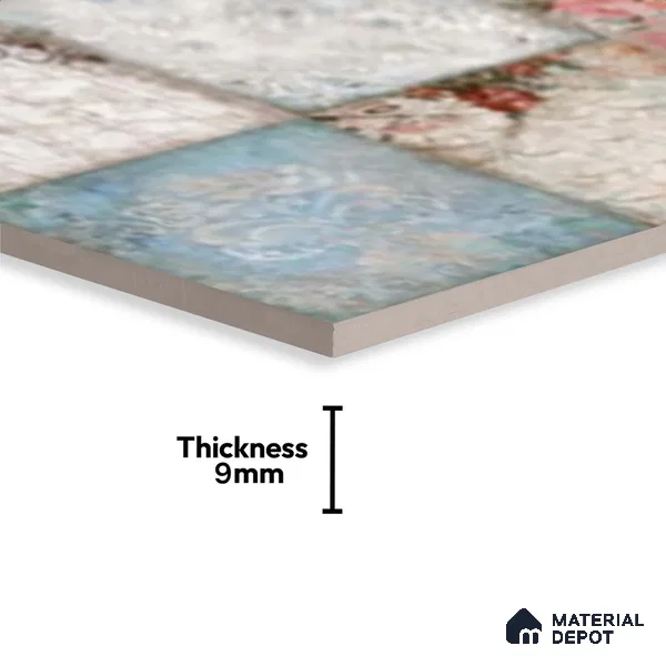 Patterned Wall Tile TL 09742 B 2 ft x 1 ft Multi Colour Ceramic Matte Finish Highlighter Tile - 9 mm | Ideal for Bathroom, Kitchen | Please Expect a Slight Variation of Pattern