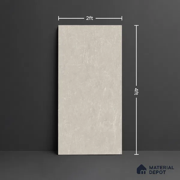 Marble Look Floor & Wall Tile TL 08190 B Soft Grey Bianco 4 ft x 2 ft Vitrified Matte Finish - 9 mm