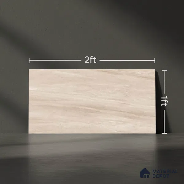 Stone Wall Tile TL 09743 B  2 ft x 1 ft Beige Ceramic Matte Finish Dark Tile - 9 mm | Ideal for Bathroom, Kitchen
