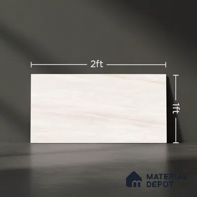 Stone Wall Tile TL 09743  2 ft x 1 ft Ivory Ceramic Matte Finish Light Tile - 9 mm | Ideal for Bathroom, Kitchen