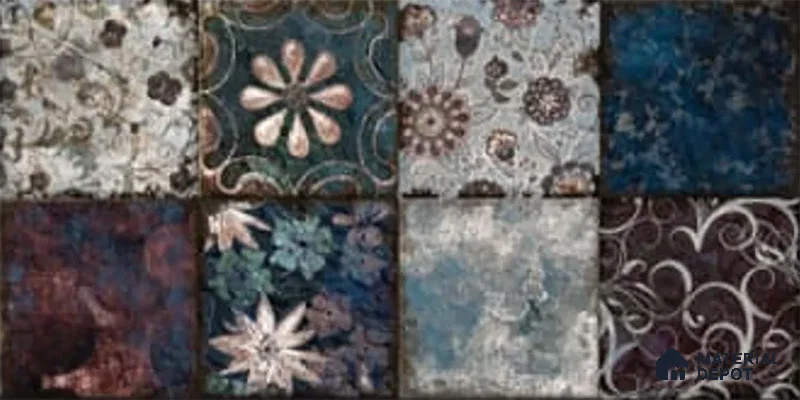 Patterned Wall Tile TL 09741 C  2 ft x 1 ft Multi Colour Ceramic Matte Finish Highlighter Tile - 9 mm | Ideal for Bathroom, Kitchen | Please Expect a Slight Variation of Pattern