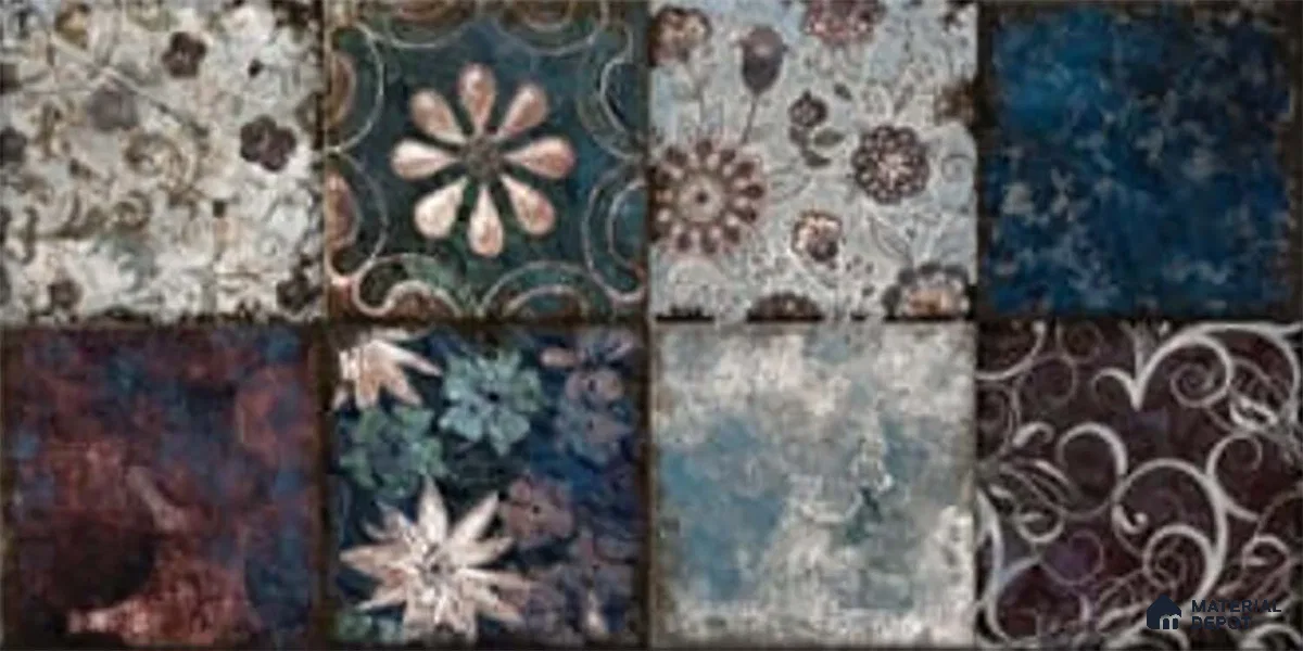 Patterned Wall Tile TL 09741 C  2 ft x 1 ft Multi Colour Ceramic Matte Finish Highlighter Tile - 9 mm | Ideal for Bathroom, Kitchen | Please Expect a Slight Variation of Pattern