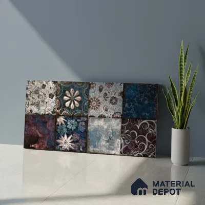 Patterned Wall Tile TL 09741 C  2 ft x 1 ft Multi Colour Ceramic Matte Finish Highlighter Tile - 9 mm | Ideal for Bathroom, Kitchen | Please Expect a Slight Variation of Pattern