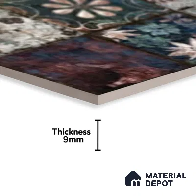 Patterned Wall Tile TL 09741 C  2 ft x 1 ft Multi Colour Ceramic Matte Finish Highlighter Tile - 9 mm | Ideal for Bathroom, Kitchen | Please Expect a Slight Variation of Pattern
