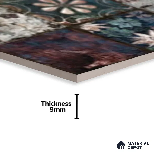 Patterned Wall Tile TL 09741 C  2 ft x 1 ft Multi Colour Ceramic Matte Finish Highlighter Tile - 9 mm | Ideal for Bathroom, Kitchen | Please Expect a Slight Variation of Pattern