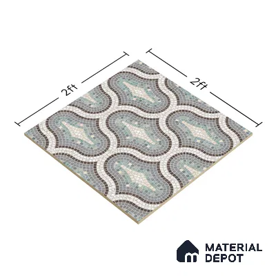 Moroccan Look Floor & Wall Tile TL 07607 Castor 2 ft x 2 ft Glitter Glossy Finish Vitrified Tile - 9 mm  | Suitable For Living Room, Dining, Bathroom & Kitchen | Please Expect a Slight Variation of Pattern (Sample)