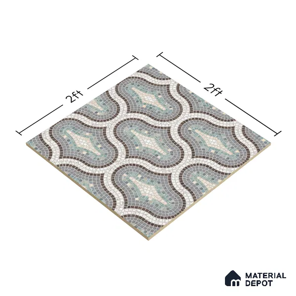 Moroccan Look Floor & Wall Tile TL 07607 Castor 2 ft x 2 ft Glitter Glossy Finish Vitrified Tile - 9 mm  | Suitable For Living Room, Dining, Bathroom & Kitchen | Please Expect a Slight Variation of Pattern (Sample)