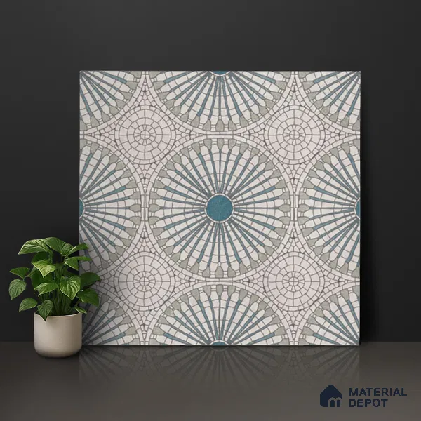 Moroccan Look Floor & Wall Tile TL 07687 Taurus 2 ft x 2 ft Sinker Finish Vitrified Tile - 9 mm  | Suitable For Living Room, Dining, Bathroom & Kitchen | Please Expect a Slight Variation of Pattern