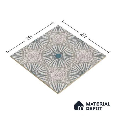 Moroccan Look Floor & Wall Tile TL 07687 Taurus 2 ft x 2 ft Sinker Finish Vitrified Tile - 9 mm  | Suitable For Living Room, Dining, Bathroom & Kitchen | Please Expect a Slight Variation of Pattern