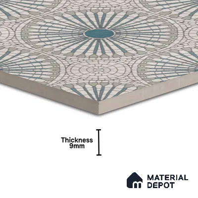 Moroccan Look Floor & Wall Tile TL 07687 Taurus 2 ft x 2 ft Sinker Finish Vitrified Tile - 9 mm  | Suitable For Living Room, Dining, Bathroom & Kitchen | Please Expect a Slight Variation of Pattern