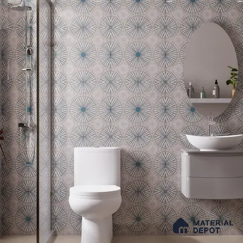 Moroccan Look Floor & Wall Tile TL 07687 Taurus 2 ft x 2 ft Sinker Finish Vitrified Tile - 9 mm  | Suitable For Living Room, Dining, Bathroom & Kitchen | Please Expect a Slight Variation of Pattern