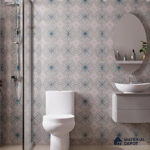 Moroccan Look Floor & Wall Tile TL 07687 Taurus 2 ft x 2 ft Sinker Finish Vitrified Tile - 9 mm  | Suitable For Living Room, Dining, Bathroom & Kitchen | Please Expect a Slight Variation of Pattern