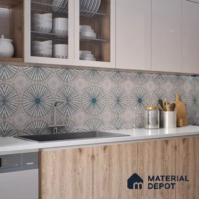 Moroccan Look Floor & Wall Tile TL 07687 Taurus 2 ft x 2 ft Sinker Finish Vitrified Tile - 9 mm  | Suitable For Living Room, Dining, Bathroom & Kitchen | Please Expect a Slight Variation of Pattern
