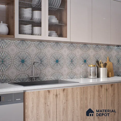 Moroccan Look Floor & Wall Tile TL 07687 Taurus 2 ft x 2 ft Sinker Finish Vitrified Tile - 9 mm | Suitable For Corridor, Balcony, Courtyard | Please Expect a Slight Variation of Pattern