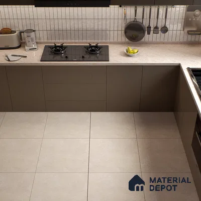 Stone Floor Tile TL 07670 Beton Taupe 2 ft x 2 ft Matte Finish Vitrified Tile - 9 mm | 10 Random Design  | Suitable For Bathroom, Terrace & Balcony