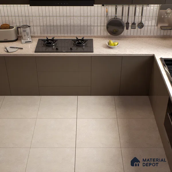 Stone Floor Tile TL 07670 Beton Taupe 2 ft x 2 ft Matte Finish Vitrified Tile - 9 mm | 10 Random Design | Suitable For Bathroom, Terrace & Balcony