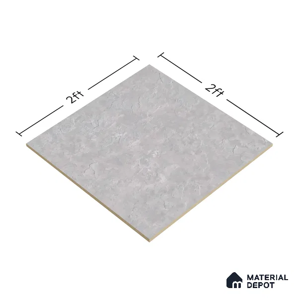 Stone Floor Tile TL 07671 B Meta Stone Gris 2 ft x 2 ft Matte Finish Vitrified Tile - 9 mm | 10 Random Design | Suitable For Bathroom, Terrace & Balcony