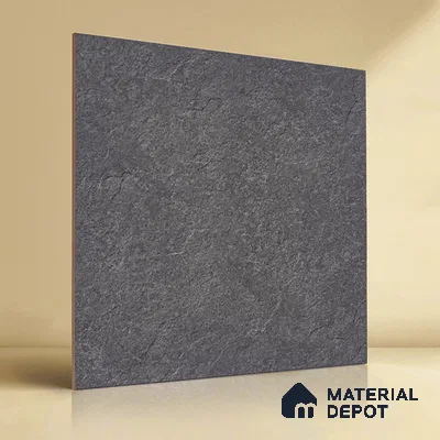 Stone Floor Tile TL 07671 C Meta Stone Nero 2 ft x 2 ft Matte Finish Vitrified Tile - 9 mm | 10 Random Design  | Suitable For Bathroom, Terrace & Balcony