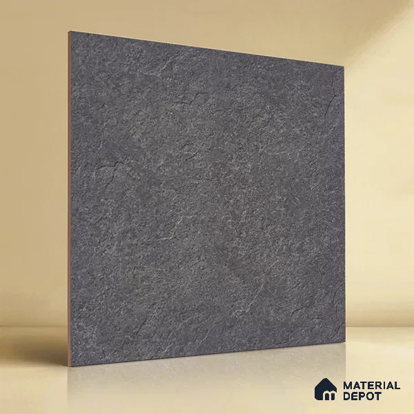 Stone Floor Tile TL 07671 C Meta Stone Nero 2 ft x 2 ft Matte Finish Vitrified Tile - 9 mm | 10 Random Design  | Suitable For Bathroom, Terrace & Balcony