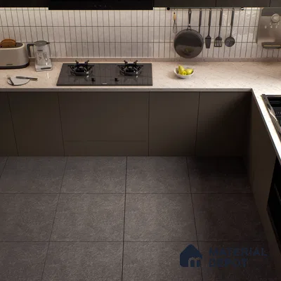 Stone Floor Tile TL 07671 C Meta Stone Nero 2 ft x 2 ft Matte Finish Vitrified Tile - 9 mm | 10 Random Design  | Suitable For Bathroom, Terrace & Balcony