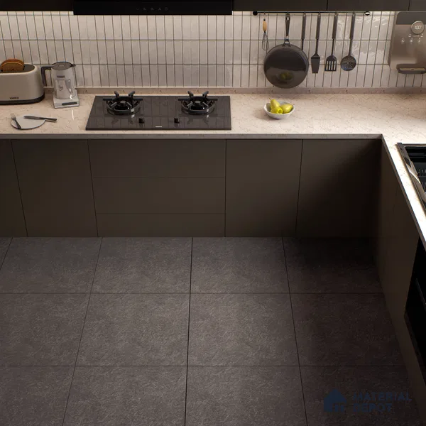 Stone Floor Tile TL 07671 C Meta Stone Nero 2 ft x 2 ft Matte Finish Vitrified Tile - 9 mm | 10 Random Design  | Suitable For Bathroom, Terrace & Balcony