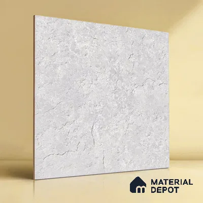 Stone Floor Tile TL 07671 Meta Stone Silver 2 ft x 2 ft Matte Finish Vitrified Tile - 9 mm | 10 Random Design  | Suitable For Bathroom, Terrace & Balcony